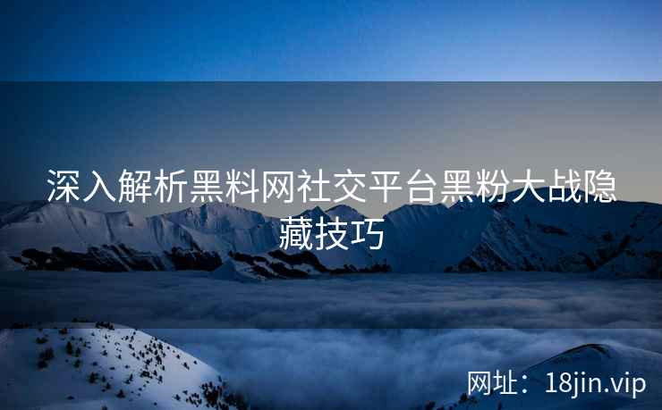 深入解析黑料网社交平台黑粉大战隐藏技巧
